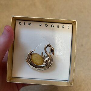 Swan Items, Yellow Brooch/Pin, Glass Trivet